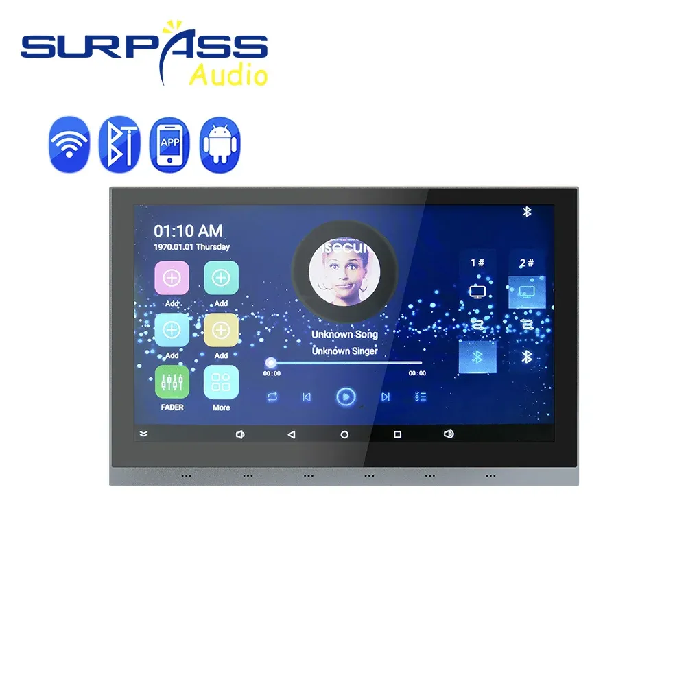 アンプ10インチタッチスクリーンWifi Bluetooth Wall Amplifier 25WスマートホームバックグラウンドミュージックオーディオAndroid 5.0 System Stereo Sound FM