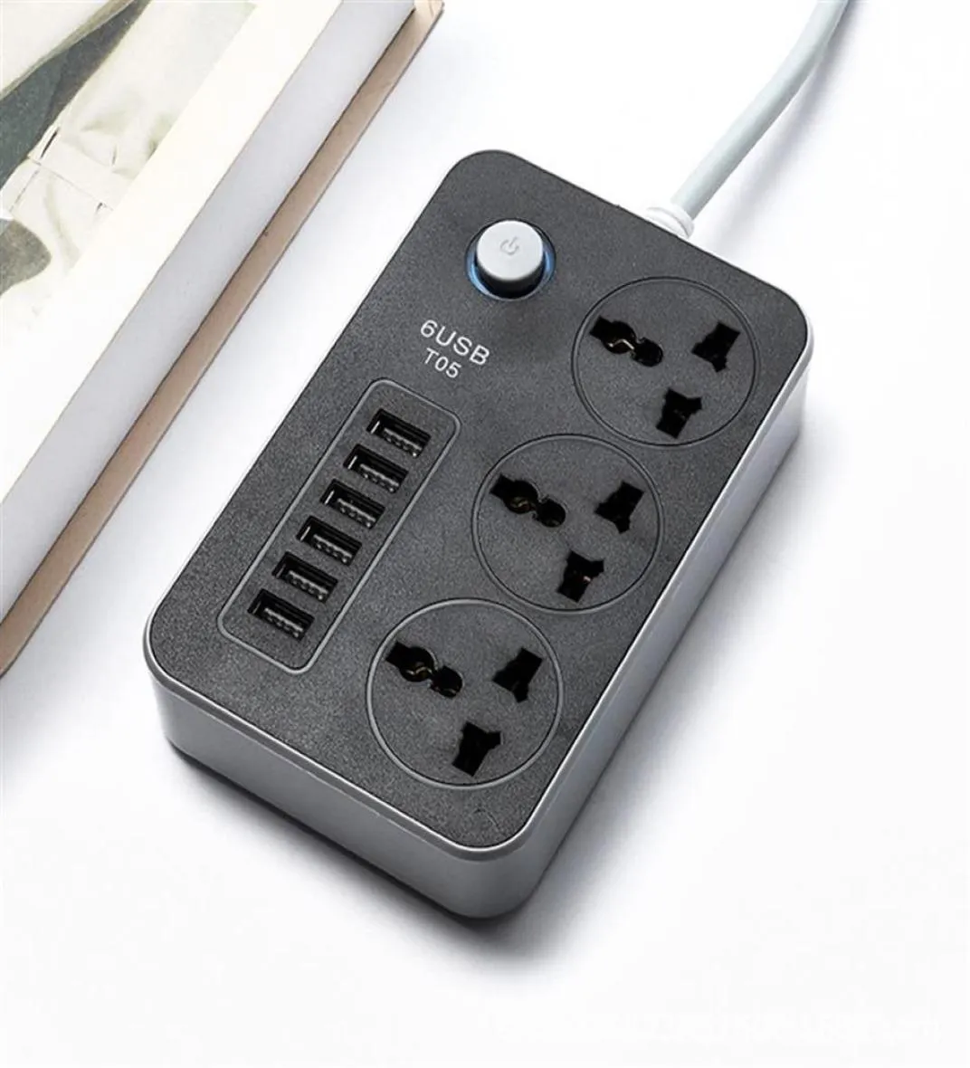 Plug de bureau multi-puissance avec 3 prises AC 6 USB Ports de charge rapide Adaptateur de prise US UK UK UE UU TIMER189Q317C3436194