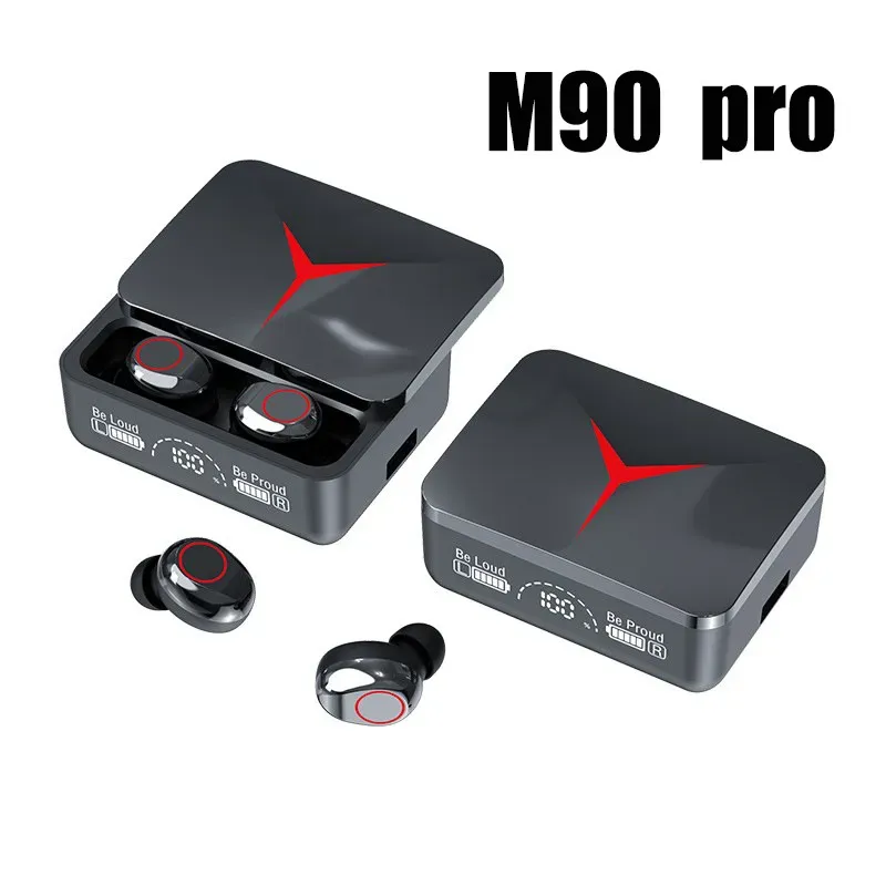 M90 PRO TWS GAMING POPPONS EARBONSONS EARBUDOS sem fio Bluetooth 5.3 Emparelhamento rápido Exibição LED Ruído de cancelamento do fone de ouvido esportivo