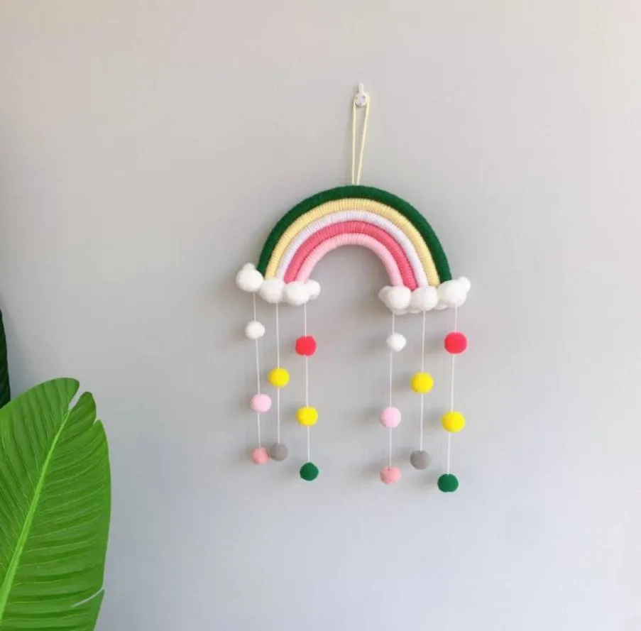 Woven Cloud Rainbow Hanging Decoration Ins Nordic Style Home Decor Wall Children Pendant Pendant YL5012914056