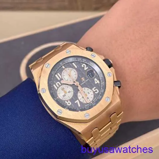 AP Sports Wrist Watch Royal Oak Offshore Series Mens 42mm Diâmetro Precision Aço 18K Rose Gold Leisure Luxury Watch 26470or.oo.1000or.02