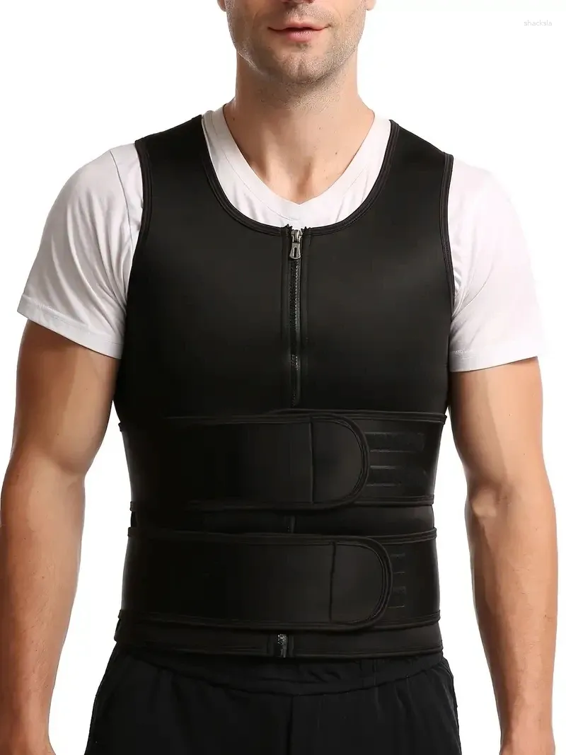 Heren lichaamsvormen neopreen sauna -pak voor heren taille trainer vest ritssluiting met verstelbare tanktop zweet workout trimmer