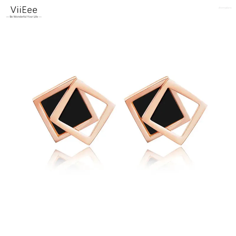 Stud -oorbellen Viieee Classic Double Square Shell Wedding For Women Titanium Steel Female Jewelry Brincos VE17043