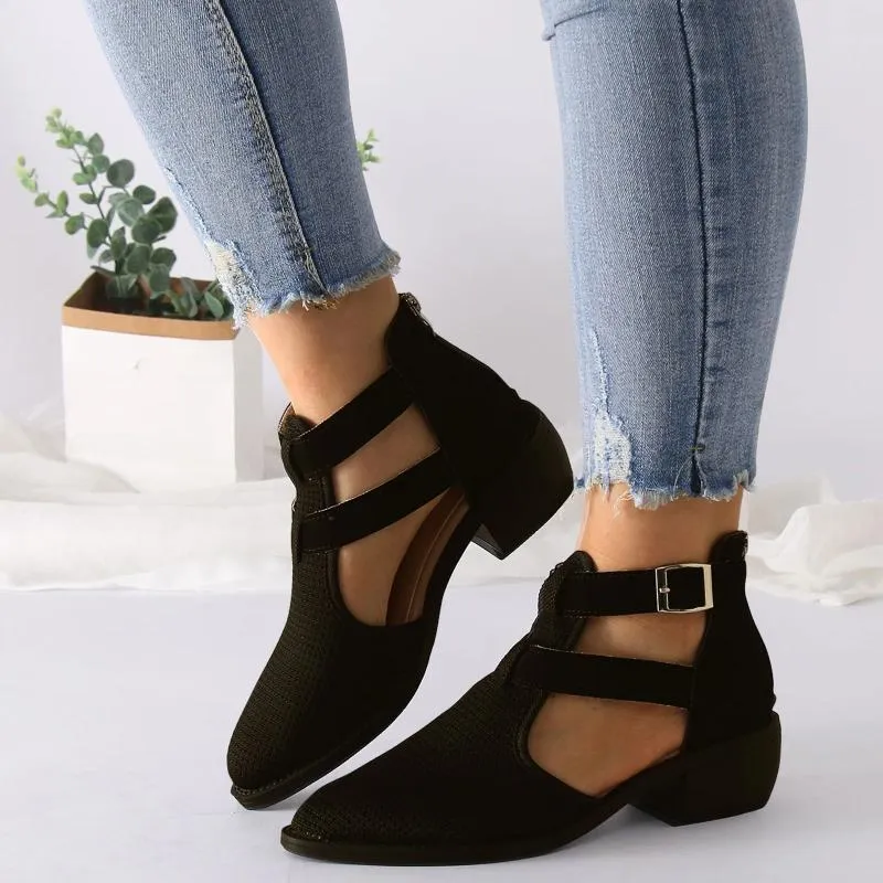 Stövlar damer skor tjock botten casual naken andas mesh mjuk höst kort med häl zapatos para mujeres