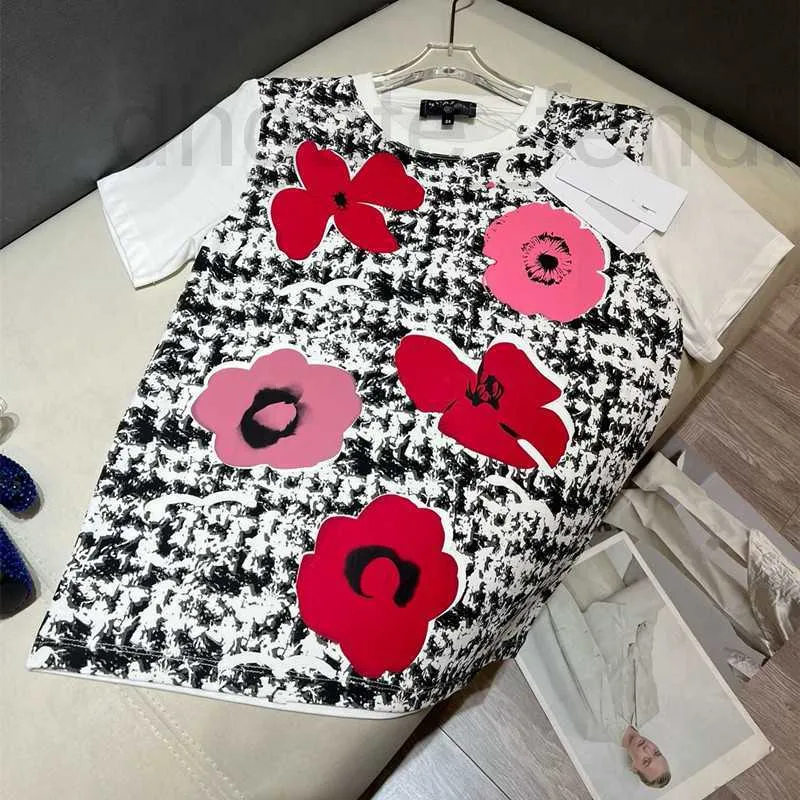 Dames Polos Designer Brand Nanyou 24 Lente/zomer Nieuwe hoge temperatuur 3D Hot Stamping Flower Offset Printing Fashion Age Reduceren Versitiel T-shirt 4VLW
