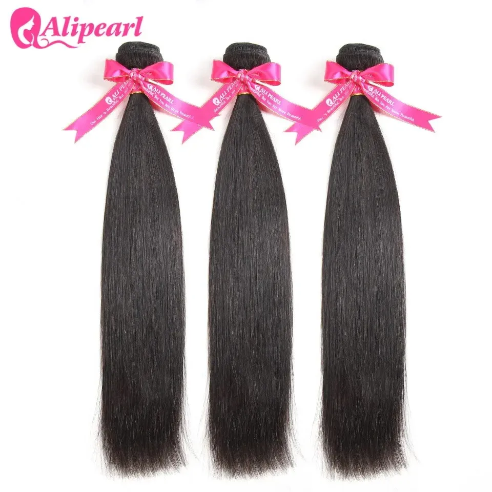 Али Жемчужные волосы прямые человеческие пакеты для волос сделки с перуанскими на 100% плетение волос с человеческими волосами 1036 дюймов натуральный цвет Реми 240408