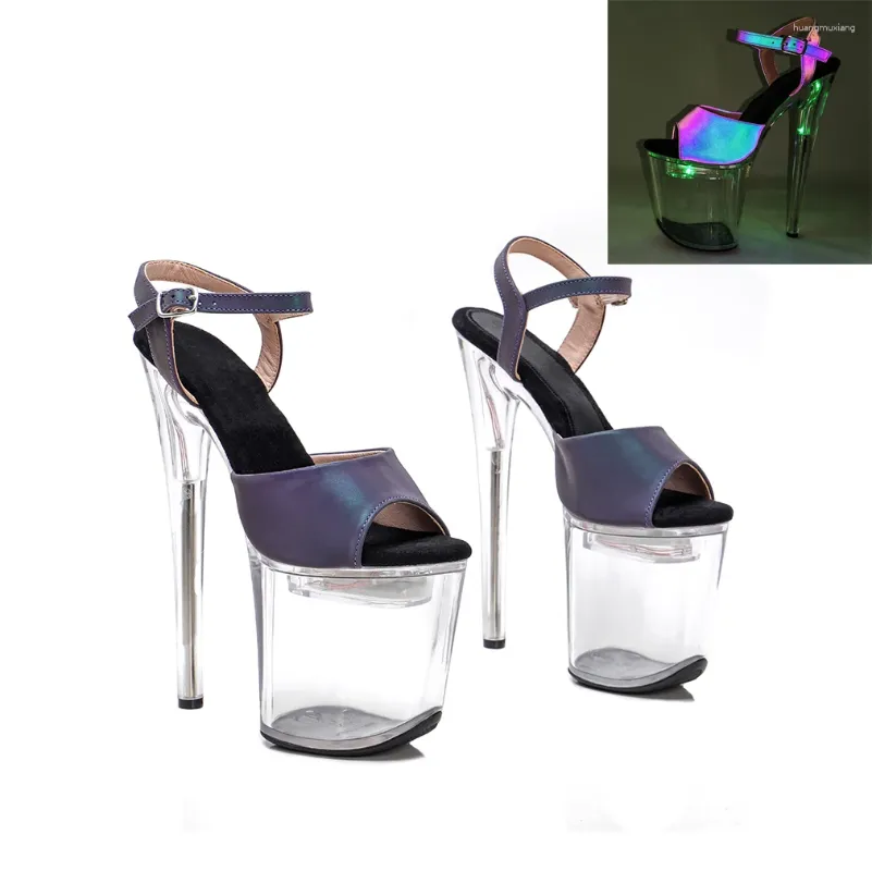 Dans Ayakkabıları Leecabe 8inch/20cm holografik pu üst bayan LED LIGHT UP PLING Platform Partisi Yüksek Topuklu Pole Dans
