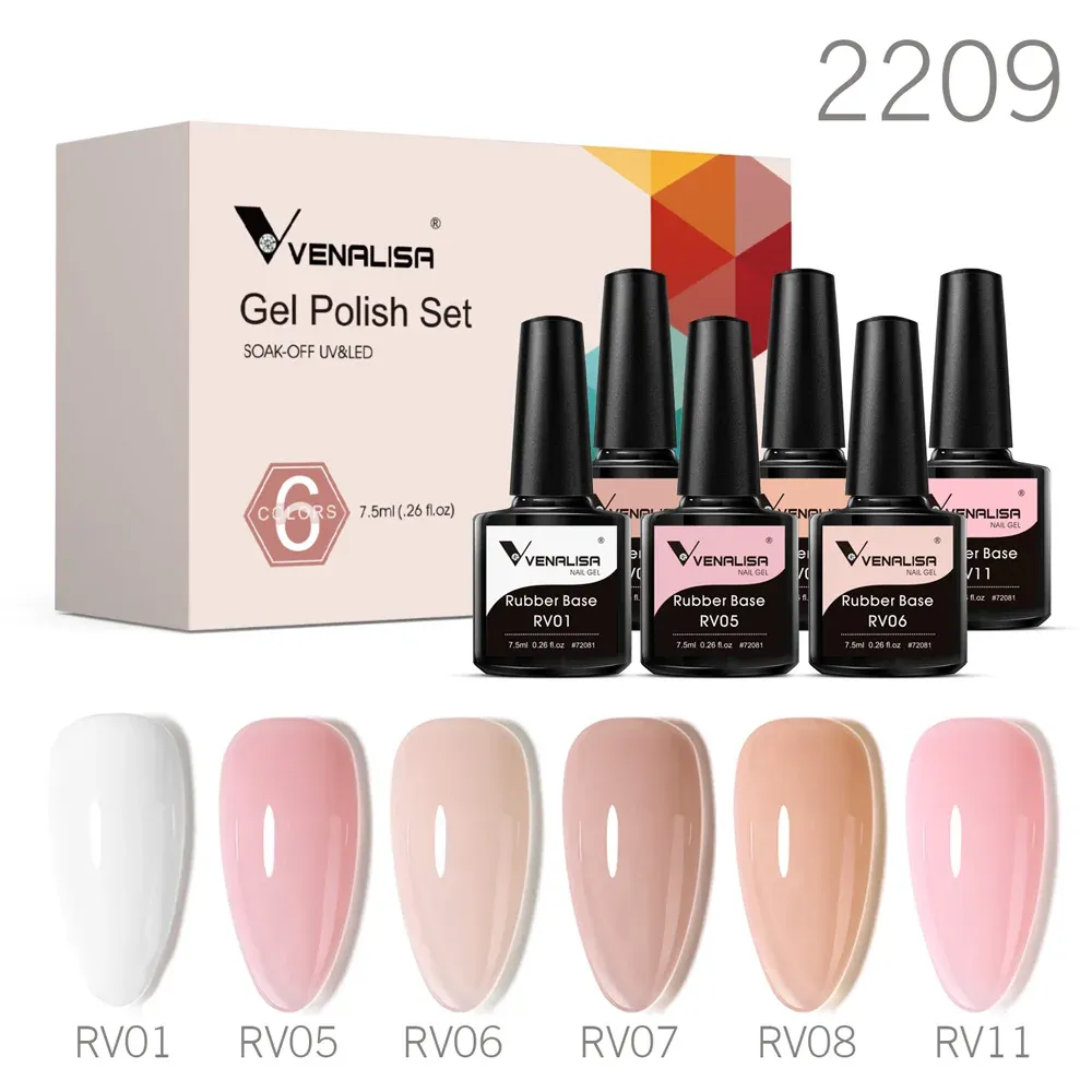 Gel venalisa gel nagellack 6/12 st/set färggummi bas gelé rosa naturliga färgserier naken samling vip kit neon sommargel