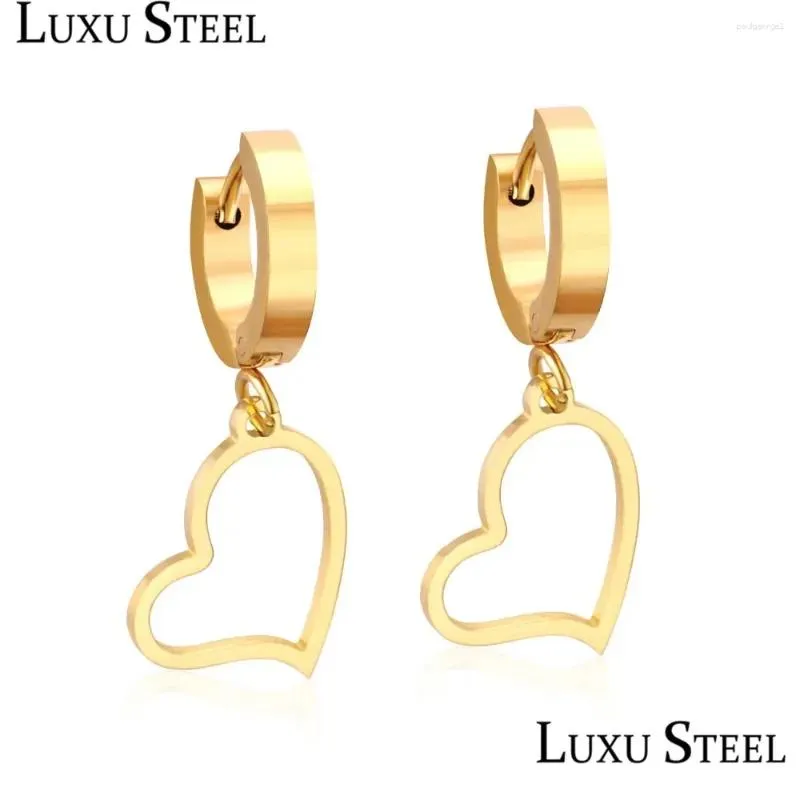 Hoop Huggie Earrings Luxusteel Statement Gold Color Sier Tone Aretes Heart Shape Lovers Earring Fashion Jewelry Friend Drop Delivery Otqce