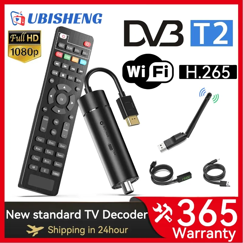 Caixa Ubisheng U9 HD DVBT2 / C Mini TV Stick H.265 Digitale Terrestre TV Box 1080p Decodificador PVR Suporte OTA OTA Update online