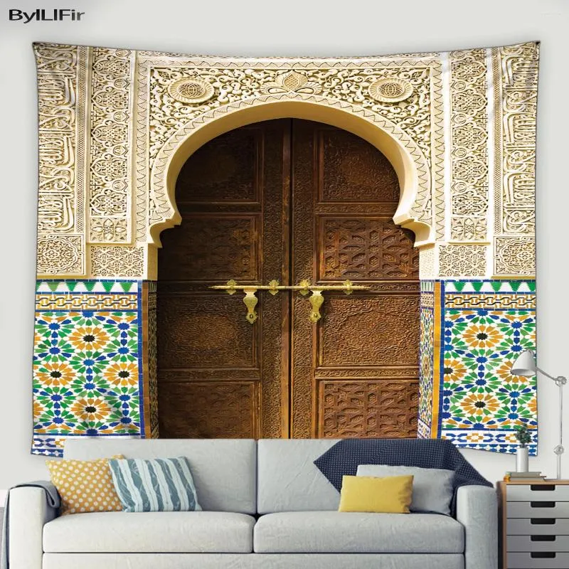 Arazzi vintage porte marocchina Arazzo Architettura etnica retrò boho floreale pattern home soggiorno decorazione camera da letto appesa