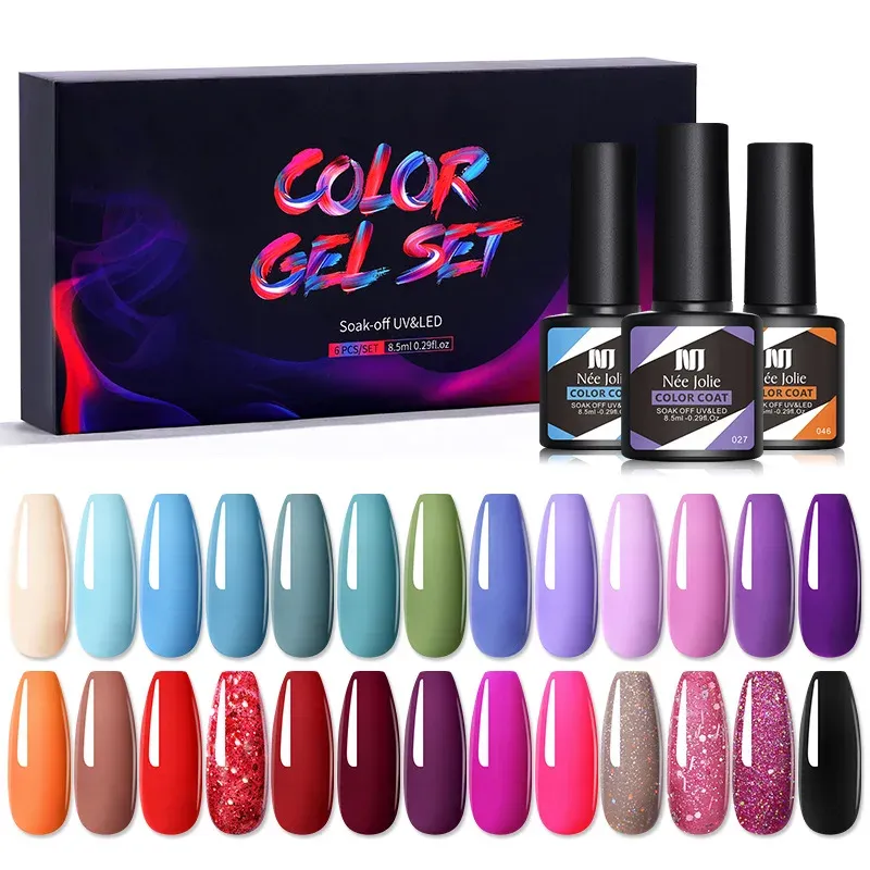 Kits nagelgel Poolse kit 6pcs/set x8,5 ml manicure set Soak UV Led Nails vernis set semi permanent nail art gels lak geschenkdoos