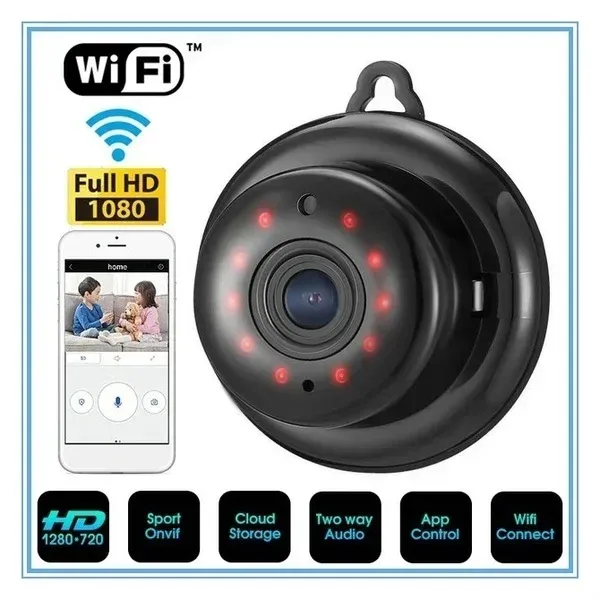 Kameror Mini Wireless WiFi Fisheye IP Camera HD 1080p Smart Home Security Camera Night Vision Protective Home CM.Q2