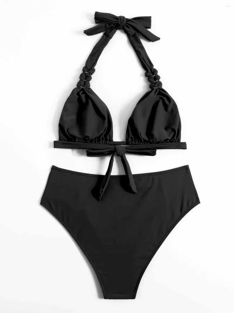Women's High Waisted Twist Knot Bikini Set - Criss Cross Two Piece Swimsuit