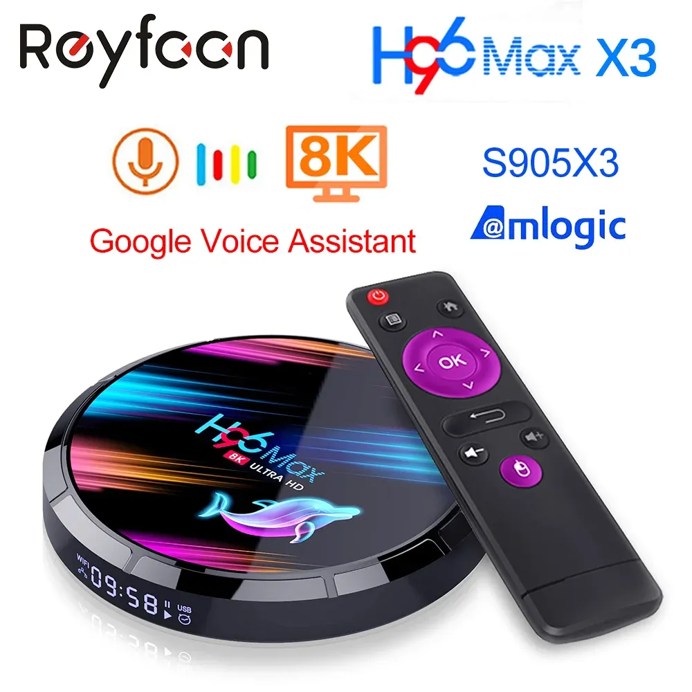 Box Android 9.0 TV Box H96 Max X3 4GB 128GB 64GB 32 GB AMLOGIC S905X3 Supporto 5G WiFi 1080p 4K 60fps Google Player YouTube 8K H96MAX