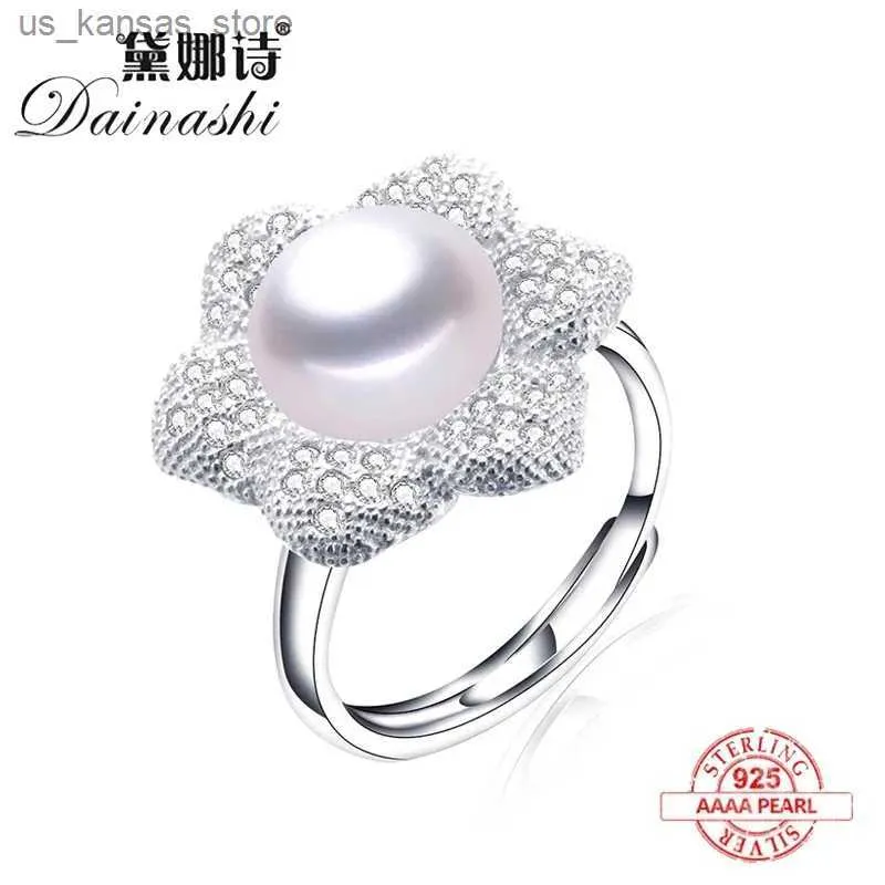 Pierścienie klastra Nowy naturalny pierścień perłowy słodkowodnej z błyszczącym wieńcem cyrkon Regulowane modne akcesoria wykwintna biżuteria odpowiednia do Y24041612OE