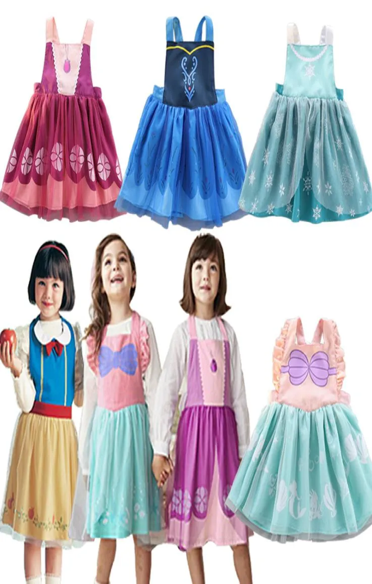 Kids Girl Cartoon Apron Dress 5 Princess Fancy Oilproof Bow Strap Lace Dresses Open Back Costume For Toddlers Girls Costu9031936