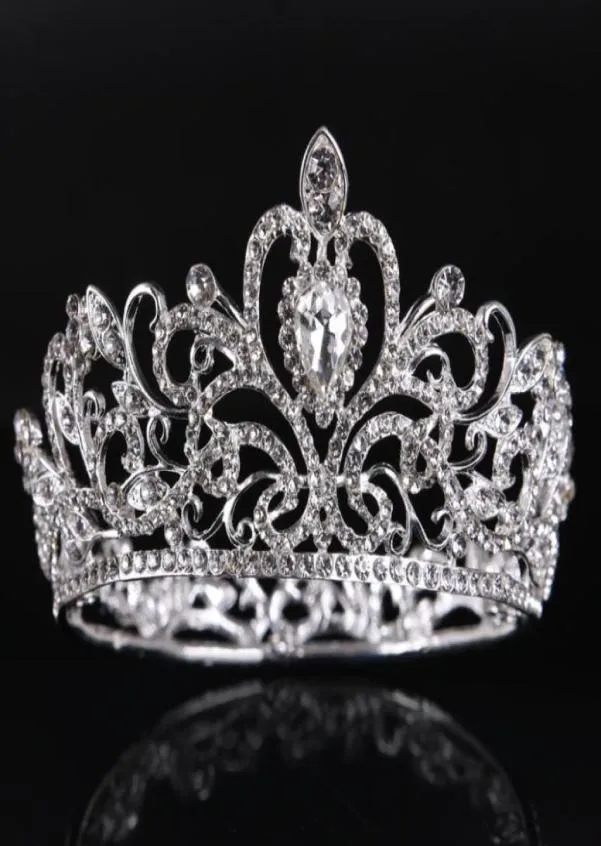 Biżuteria ślubna Silver Circle Diamond Crown Princess Bride Crown Wedding Akcesoria7011620
