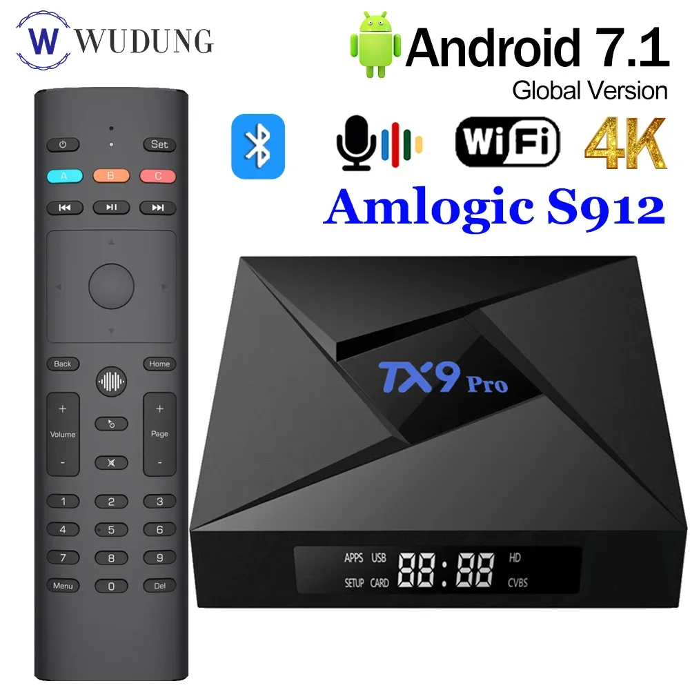 Caixa TX9 Pro 4K HD Smart TV Box Android 7.1 BT 3 GB RAM 32 GB ROM AMLOGIC S912 H.265 2G 16G 2.4G 5G WiFi Media Player H.265 Configurar a caixa superior da caixa superior