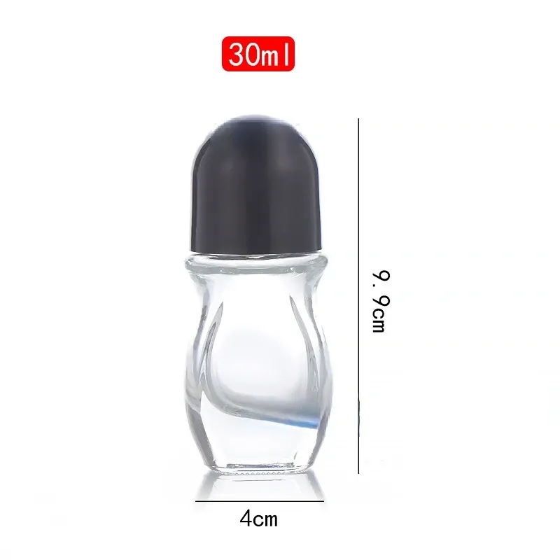 30/50 ml bouteille à rouleau à huile essentielle VIDE Refile Perfument de bouteille en verre transparent avec rouleau avec récipient cosmétique de voyage à rouleaux