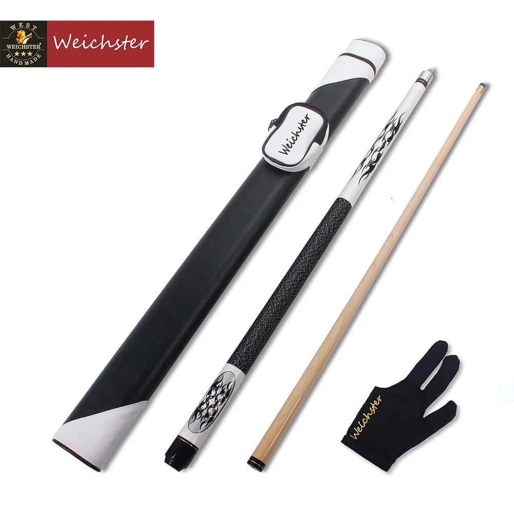 Weichster Billiard Pool Cue Stick 12 Maple Wood with Case and Glove 58 13mm Screw on Tip 240325
