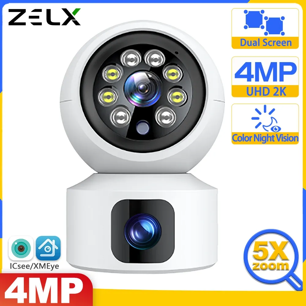 Kameralar 4MP WiFi Kamera ile çift ekranlı 3MP Bebek Monitörü WiFi Kamera Akıllı Ev Güvenlik Koruma Kapalı Mini CCTV Gözetim Kameraları