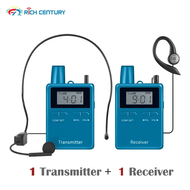 Microfoni RC2402 Sistema di guida audio wireless Audio 50Channels 200Meters1Transmitter+1Receiver con microfono per la squadra di cavalli a cavallo