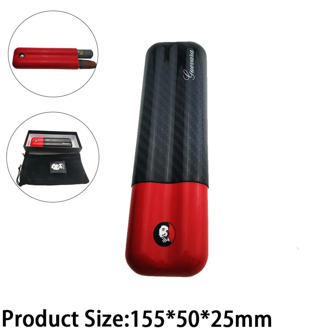 Tube Case de fibre de carbone 2 tube voyage Humidor Portable porte accessoires pour 2 dons2874142