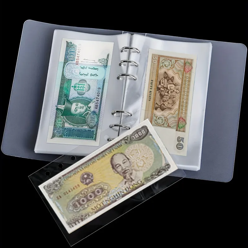 Aazon.co: 100 Pocket Currency Albu - 7 × 4 Inch Portable Banknotes Holder Dollar Paper Oney - View #2