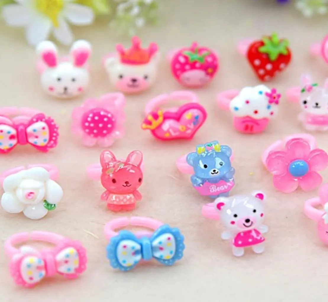 Fashion Children Girls Baby Kids Toddlers Flower Animals Anelli Heartry Gift Accessori Abito estivo Candy Color Princess Fi1360532