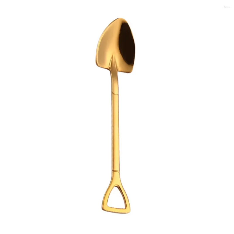 Kaffe Scoops Gold Creative rostfritt stål 304 Small Shovel Spoon Design Gold-Plated Table Glass Soppa honung