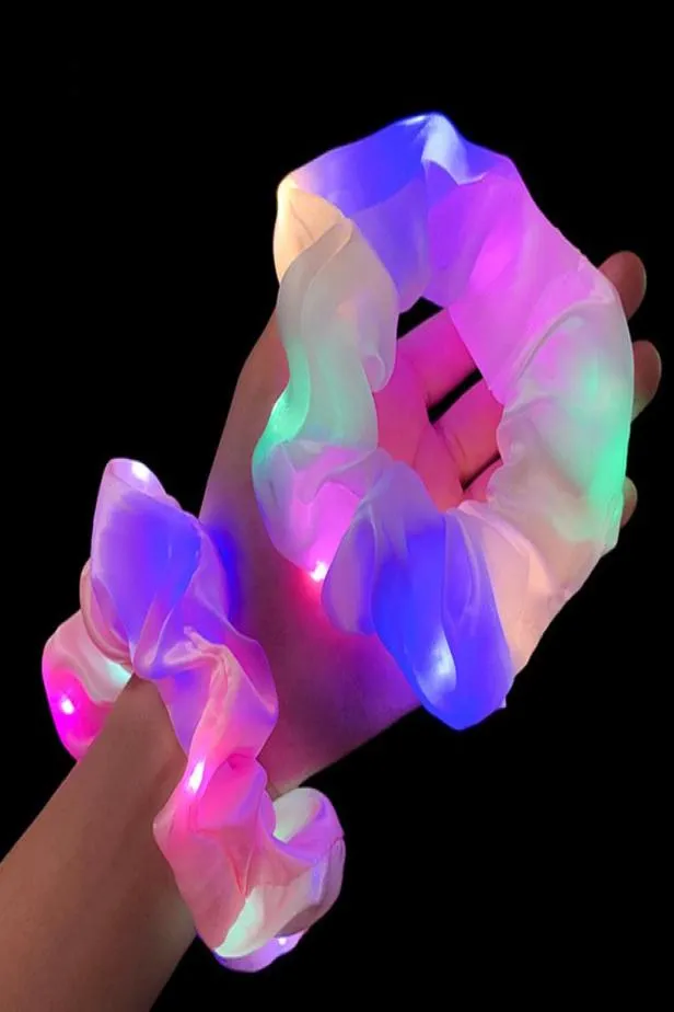 Nuove ragazze di arrivo Led Bande per capelli Luminose SCRUCHI Porta a coda di cavallo Bande elastiche Accessori a colori solidi 6831349