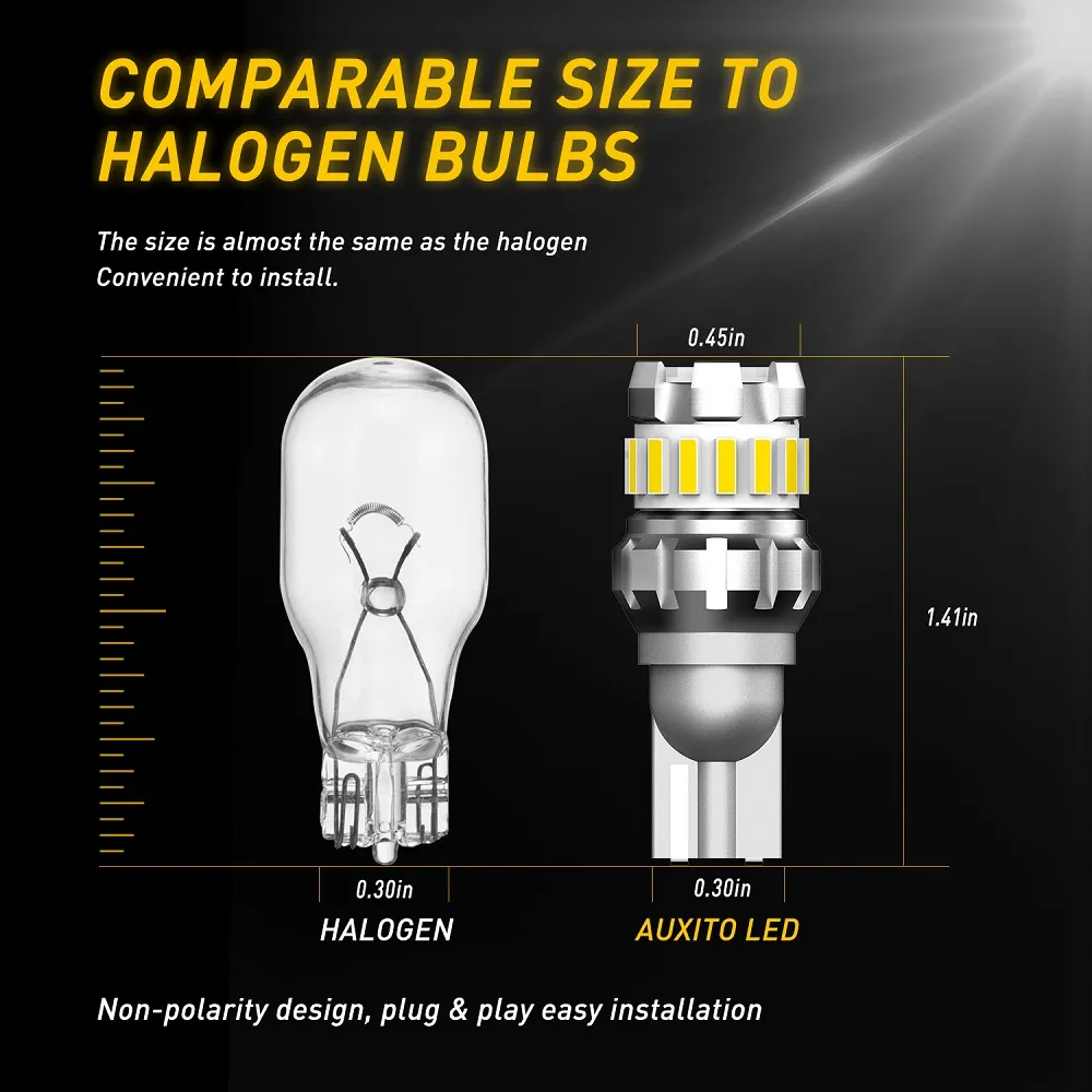 AUXITO 6x 7443 7440 LED Reverse Light Bulbs – Super White 6500K, Canbus, 360° Beam, IP67
