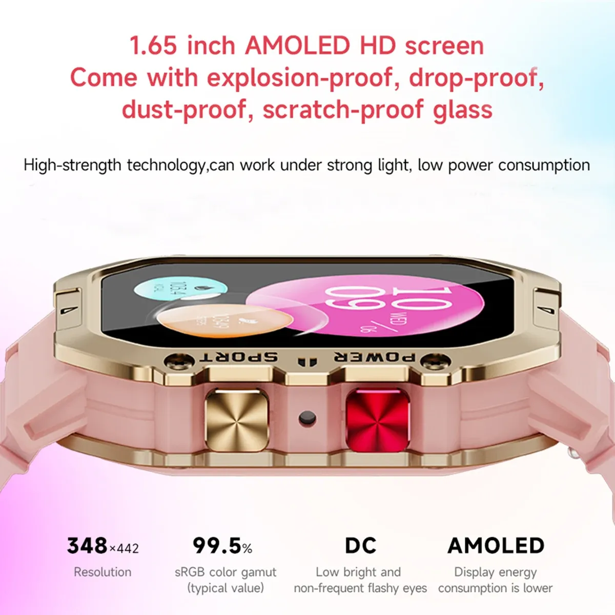 1.65 "AMOLED SMART SAAT KADAR BLUETOOTH ÇAĞRILIĞI Sağlık Monitörü Akıllı Saat 1atm Derin Su Geçirmez Süper Uzun Pil Ömrü Kol saati