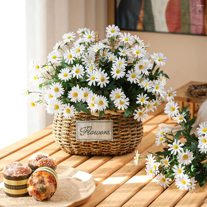 装飾的な花9ヘッド韓国スタイルの人工的なヒューマー牧歌的な家の装飾小さな偽のchrysanthemumsワイルド
