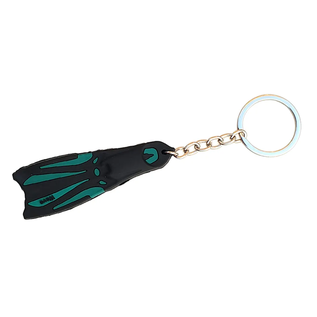 Novelty Mini Chain Scuba Dive Fins Flippers Key Chain Holder Silicone and Steel Keyring Keychain for Boat Kayak Surfing Sailing