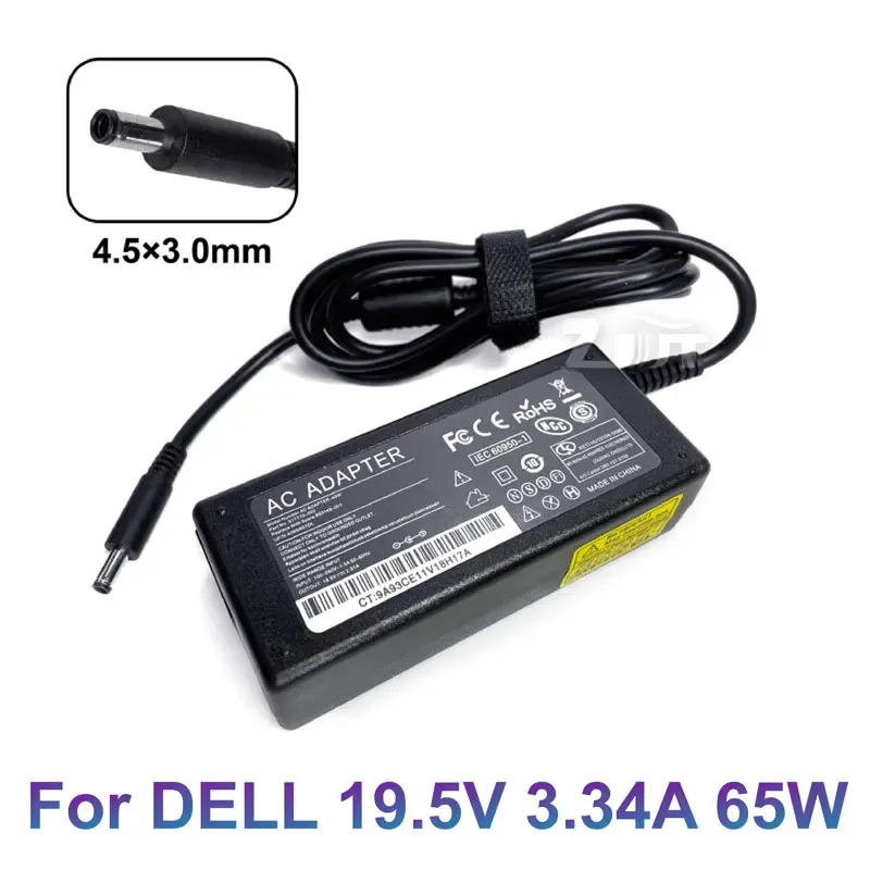 شواحن 19.5V 3.34A 4.5*3.0mm 65W محمول محول AC ADAPTER ADAPTER FOR DELL XPS13 9333 9344 Inspiron 15 5558 3558 3551 3552 5551 VOSTRO15