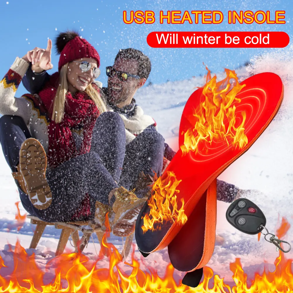 Electric Heated Insoles Foot Warmers Rechargeable Li-Ion Battery 3 Temperature Settings High Temperature