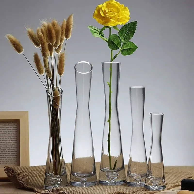 Vaso di vetro, nordico, minimalista, trasparente, decorativo, vaso a colonna romano, composizione floreale, decorazione per la casa, ufficio, regalo per matrimonio, festa di inaugurazione della casa