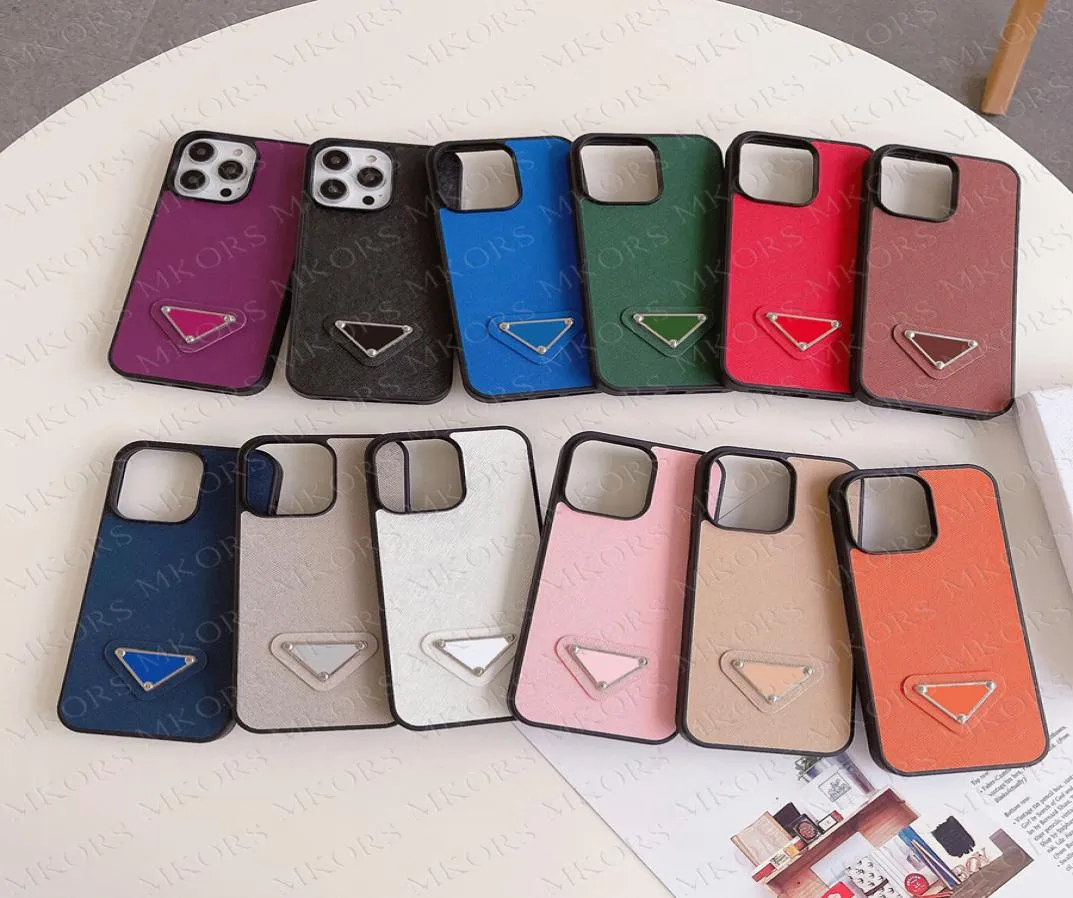 Luxury Triangle Design Smart Phone Cases för Samsung S22 S21 S20 Ultra S10 S9 S8 Obs 20 10 9 8 läderfodral iPhone 14 14Plus 13 18370061