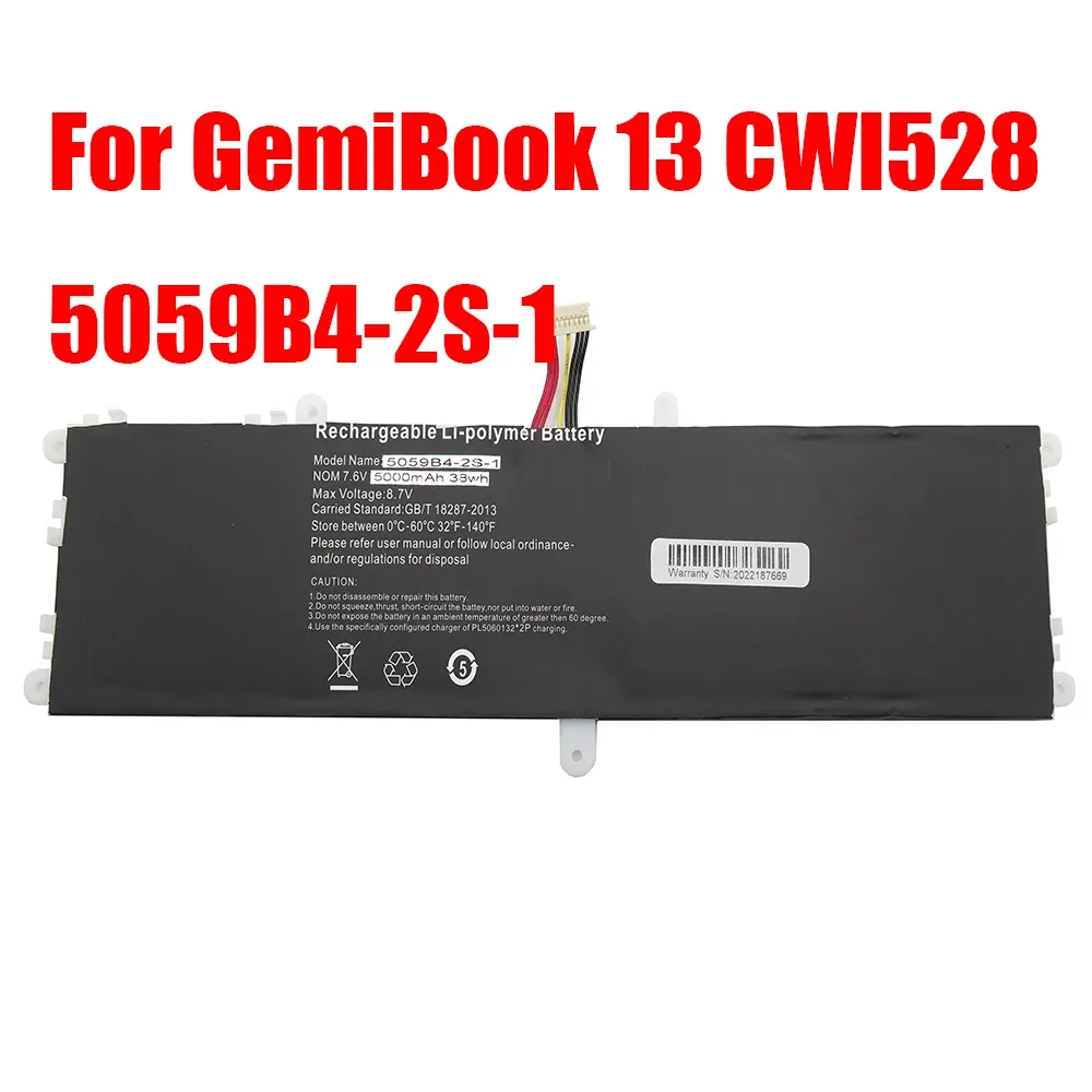 Piller Dizüstü Bilgisayar Değiştirme Pili Chuwi için Gemibook 13 CWI528 5059B42S1 7.6V 5000MAH 38WH 10PIN 7LINES YENİ