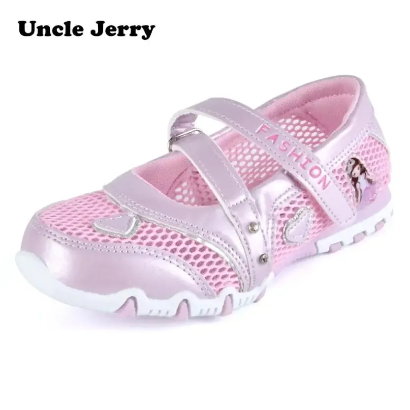 Sneakers Unclejerry Spring Summer Breattable Princess Shoes Cartoon Shoes For Little Girls Kids New Fashion Flat Sandals