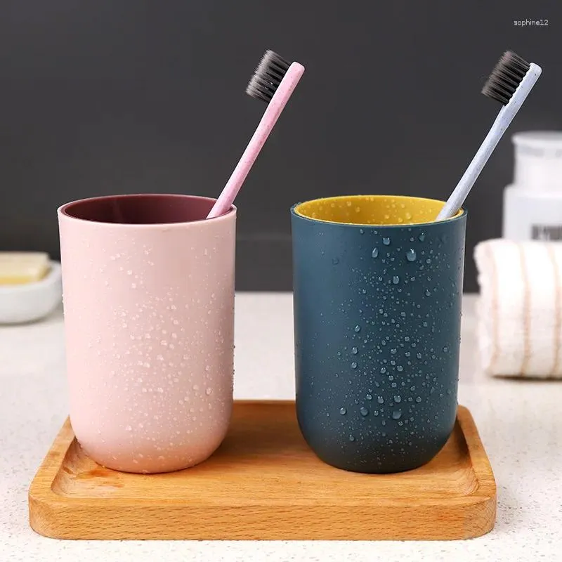 Tassen Einfache zweifarbige Mundwasser-Tasse Zahnbürstenpaare Paar Zahnbürsten Set kreatives Paar Geschenk