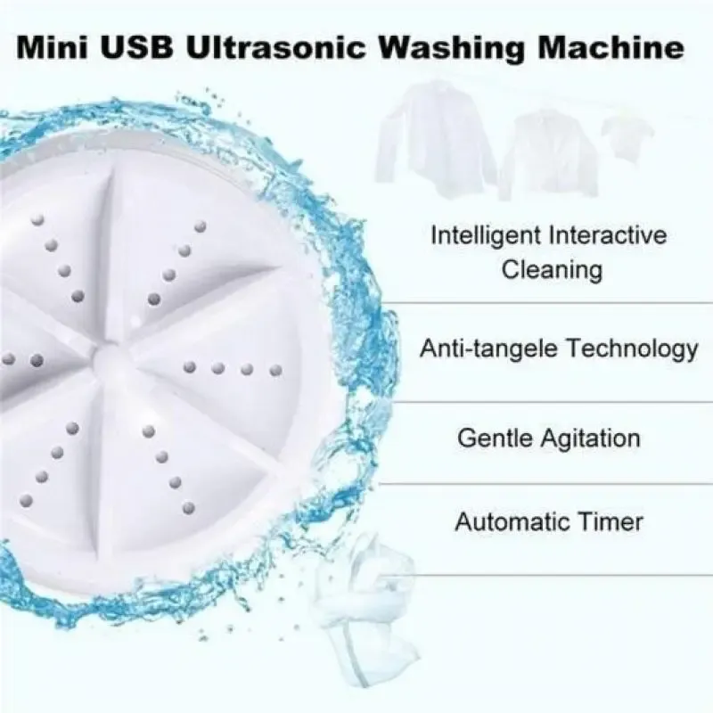 Portable Ultrasonic Washing Machine Hight Power Mini Ultrasonic Washer Washing For Socks Underwear Wash Dishes Trip Tools Travel
