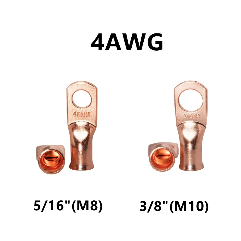 thumbnail image 2 of 10-Pack 6 AWG Battery Ring Terminals – 5/16" Hole, Bare Copper Uninsulated Lugs 2 of 4