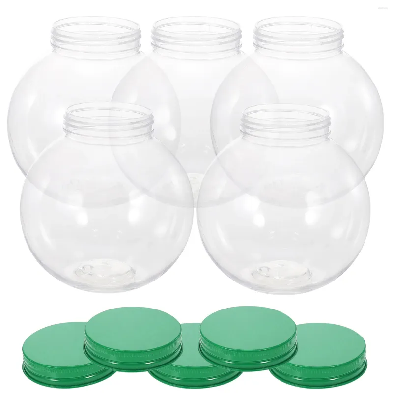 Storage Bottles 5 Pcs Christmas Candy Jar Juice Plastic Packaging Flour Containers Treats Ball Shaped Drinks The Pet Coffee