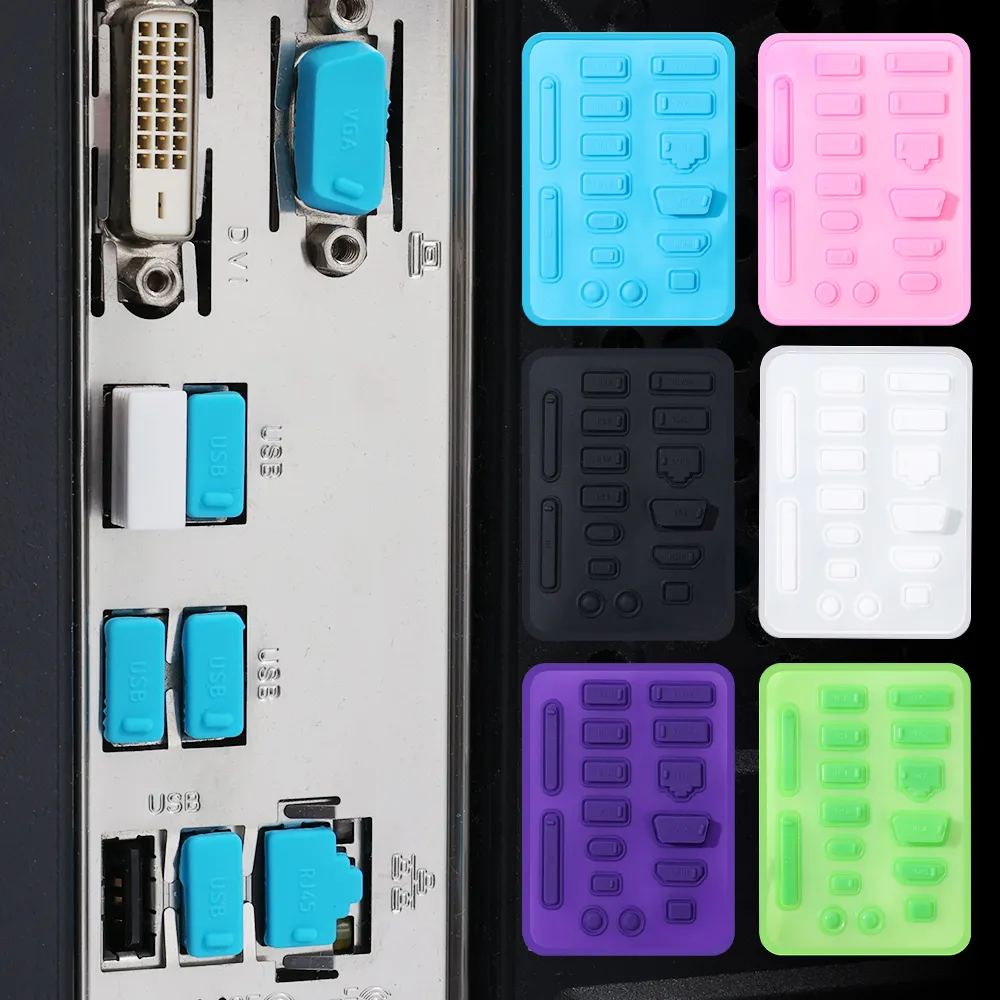 Computer Port Cover Silicone Plug Covers for Laptop USB and RJ45 Ports Dustproof Waterproof ...