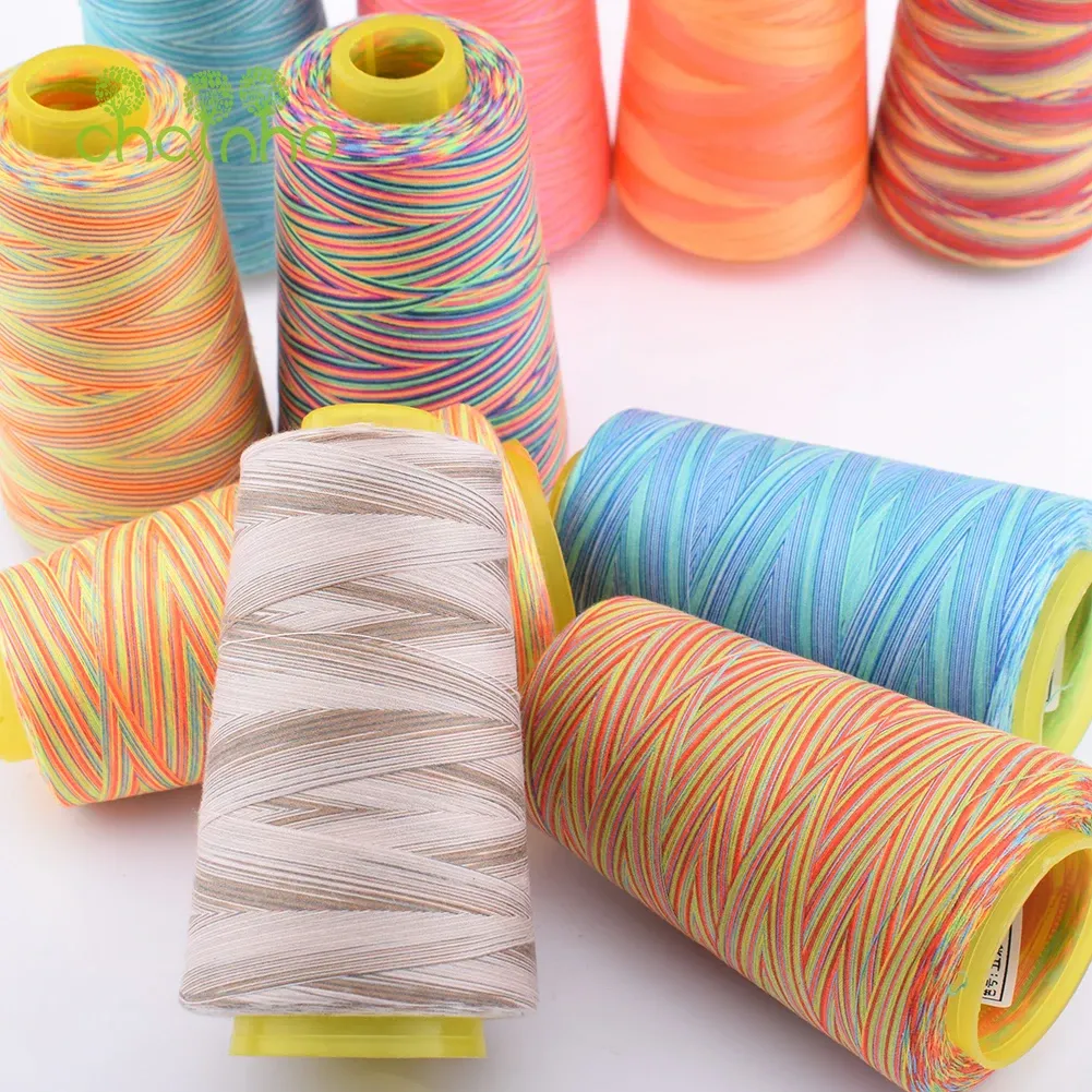 Chainho,3000Yard/Spools,402 Multicolored Sections Dyeing Polyester Thread,Suitable Quilting,Needlework Household Sewing Machine