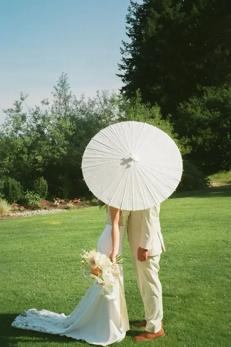 Parapluie En Papier Blanc 60cm - Fait Main Pour Mariage, Déco, Cosplay, Photo