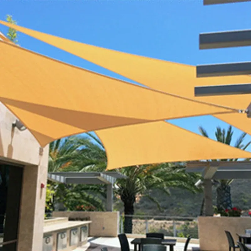 Sand Color 300D Waterproof Shade Sail Triangle Rectangle Garden Awning Swimming Pool Sun Shelter Courtyard Terrace Sun Canopy